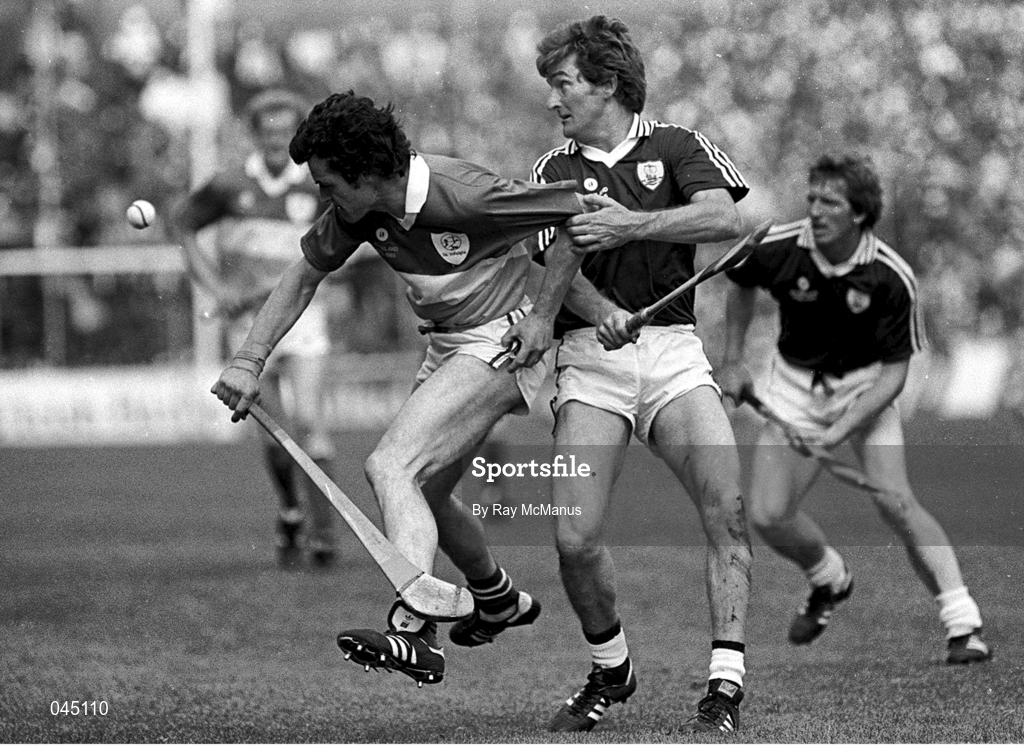 1 September 1985; Pat Fleury, Offaly captain, left, in action against Noel Lane, Galway, All Ireland Hurling Final, Offaly v Galway, Croke Park, Dublin. Picture credit; Ray McManus/SPORTSFILE