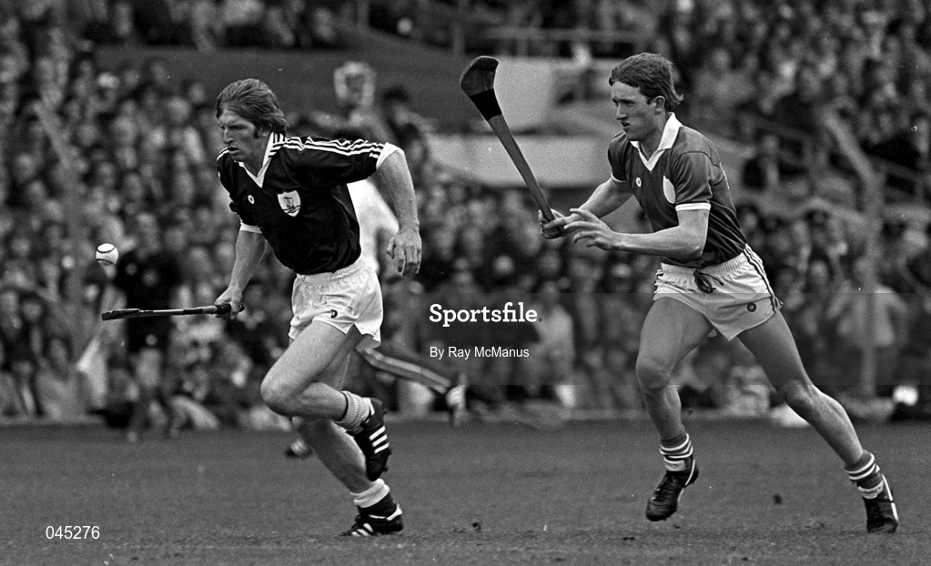 7 September 1980; Bernie Forde of Galway in action against Dom Punch of Limerick during the All Ireland Hurling Final match between Galway and Limerick at Croke Park, Dublin. Photo by Ray McManus/Sportsfile