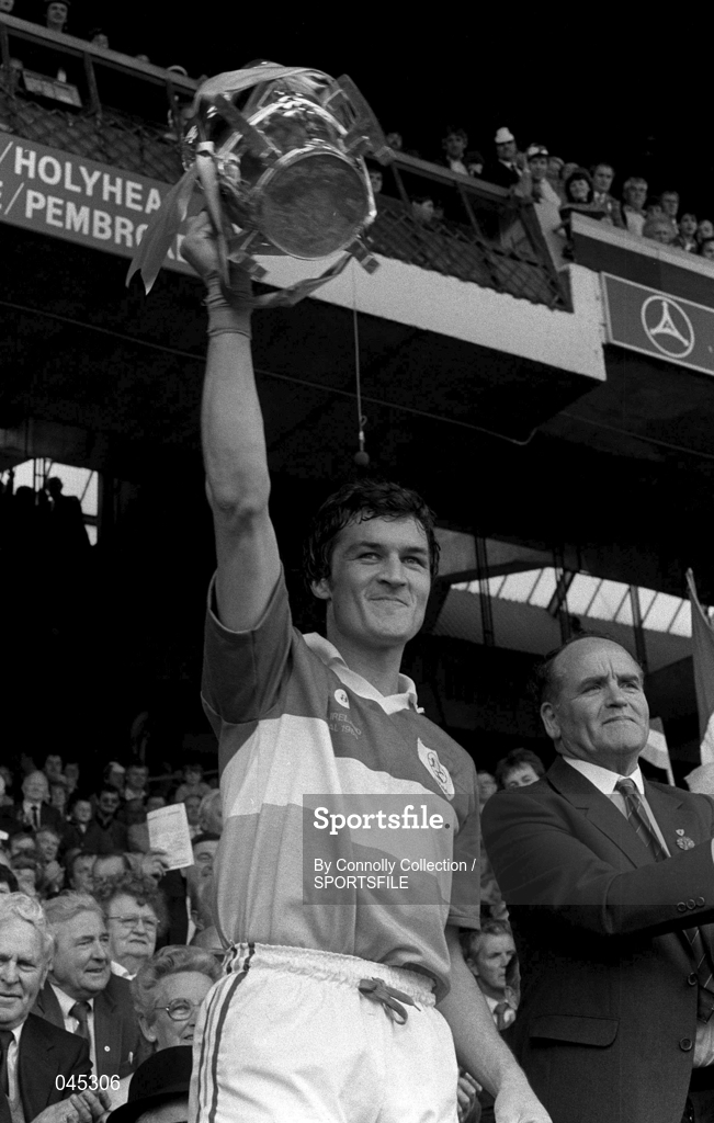 1 September 1985; Offaly captain Pat Fleury lifts the Liam MacCarthy Cup after his side defeated Galway. All Ireland Hurling Final, Offaly v Galway, Croke Park, Dublin. Picture credit; Connolly Collection/SPORTSFILE