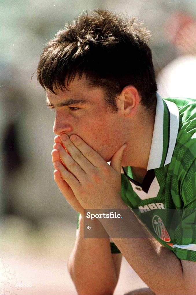 1 February 1999; Republic of Ireland's Keith Foy sits on the team bench, disappointed after Ireland's draw against Egypt in Group A of the U.17 Meridian Cup. The Bellville Stadium, Capetown, South Africa. Soccer. Picture Credit David Maher/SPORTSFILE