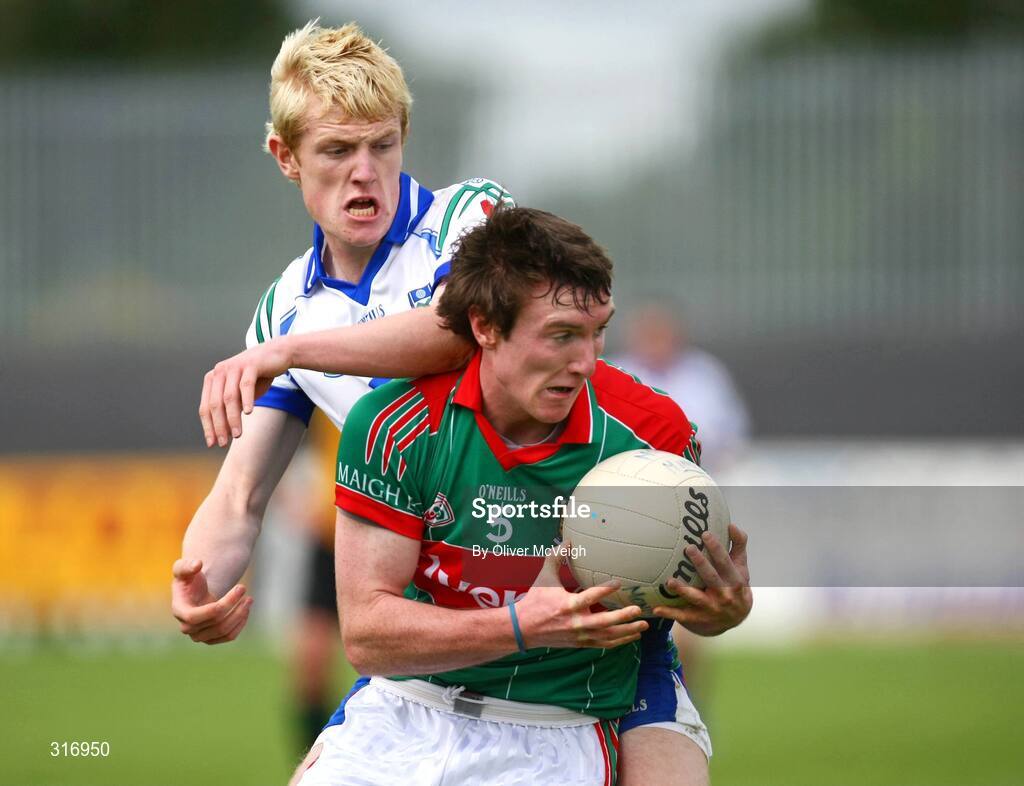 9 August 2008; Cathal Freeman,Mayo, in action against Aaron McCarey, Monaghan . ESB GAA Football All-Ireland Minor Championship Quarter-Final, Mayo v Monaghan, Pearse Park, Longford. Picture credit: Oliver McVeigh / SPORTSFILE