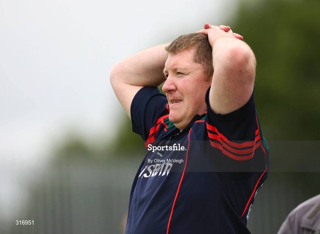 9 August 2008; Mayo manager, Ray Dempsey, watches from the sideline . ESB GAA Football All-Ireland Minor Championship Quarter-Final, Mayo v Monaghan, Pearse Park, Longford. Picture credit: Oliver McVeigh / SPORTSFILE