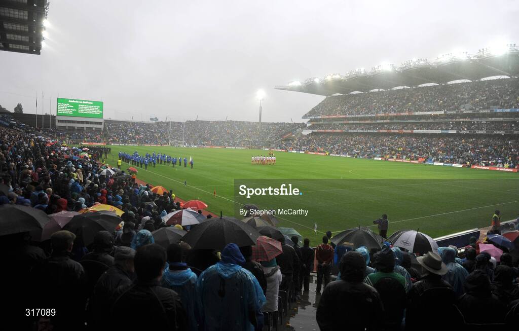 16 August 2008; A general view of Croke Park during Amhran na bhFiann. GAA Football All-Ireland Senior C'ship Quarter-Final, Dublin v Tyrone, Croke Park, Dublin. Picture credit: Stephen McCarthy / SPORTSFILE