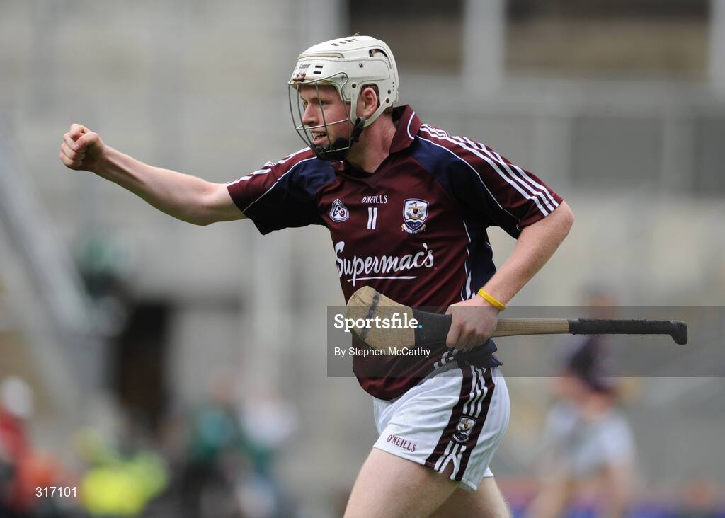 17 August 2008; Niall Quinn, Galway, celebrates a late score in the game. ESB GAA Hurling All-Ireland Minor Championship Semi-Final, Cork v Galway, Croke Park, Dublin. Picture credit: Stephen McCarthy / SPORTSFILE