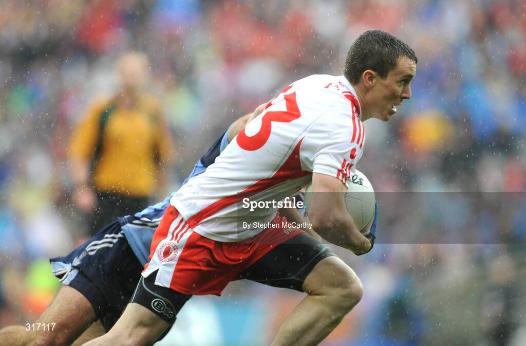 16 August 2008; Tommy McGuigan, Tyrone, in action against x, Dublin. GAA Football All-Ireland Senior C'ship Quarter-Final, Dublin v Tyrone, Croke Park, Dublin. Picture credit: Stephen McCarthy / SPORTSFILE