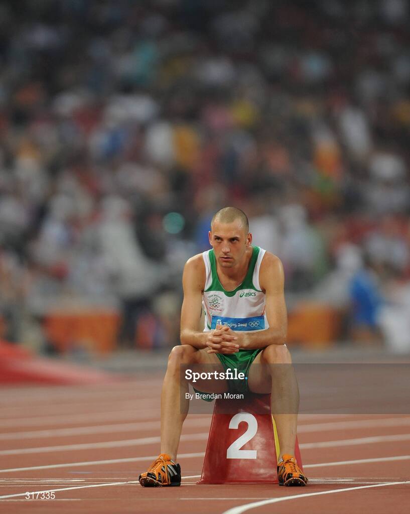 20 August 2008; Thomas Chamney, Ireland, before his heat of the men's 1500m, where he finished 5th in a time of 1.47.66. Beijing 2008 - Games of the XXIX Olympiad, National Stadium, Olympic Green, Beijing, China. Picture credit: Brendan Moran / SPORTSFILE