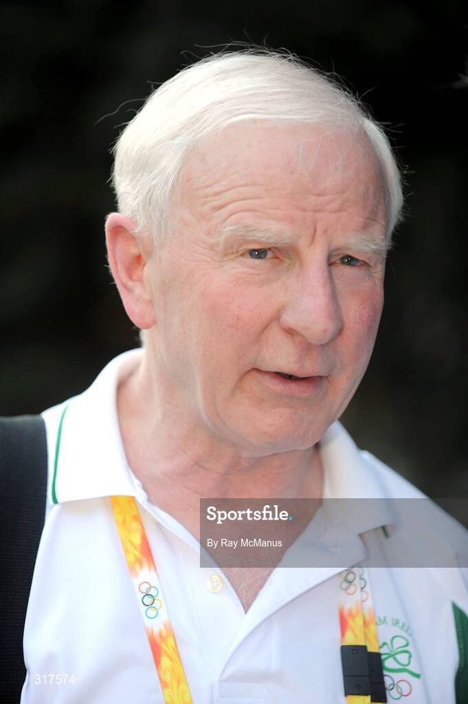 22 August 2008; Patrick Hickey, President of the OCI and President of the EOC speaking to reporters outside the boxing stadium. Beijing 2008 - Games of the XXIX Olympiad, Beijing Workers Gymnasium, Olympic Green, Beijing, China. Picture credit: Ray McManus / SPORTSFILE