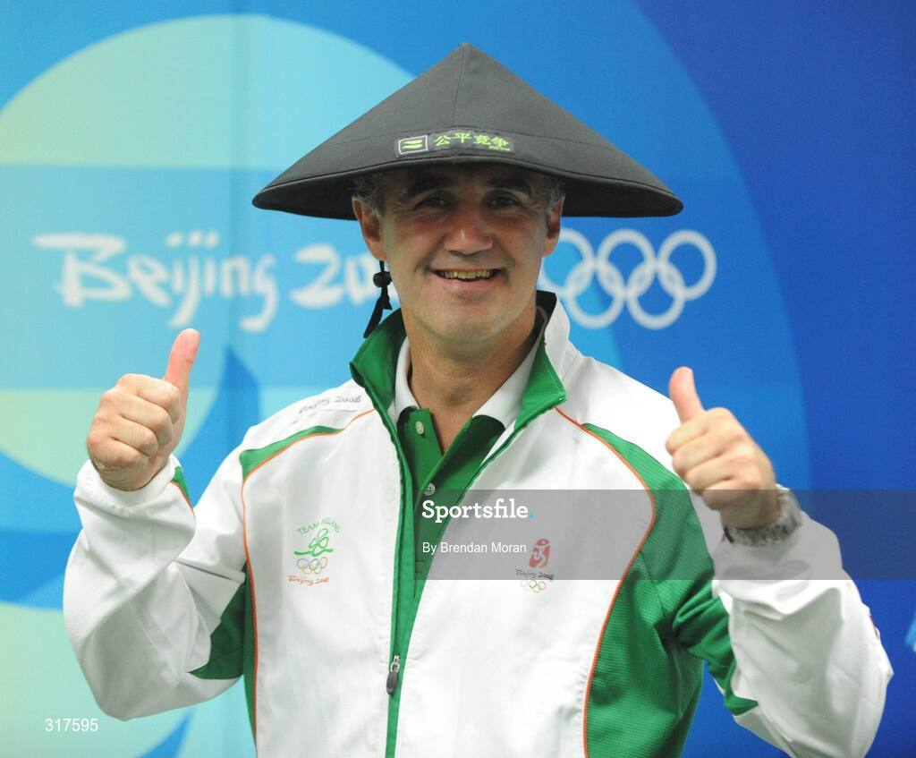 22 August 2008; Ireland head coach Billy Walsh celebrates the victory of Ken Egan over Tony Jeffries, of Great Britain, during their semi-final bout in the Light Heavy weight, 81kg, contest. Beijing 2008 - Games of the XXIX Olympiad, Beijing Workers' Gymnasium, Olympic Green, Beijing, China. Picture credit: Brendan Moran / SPORTSFILE