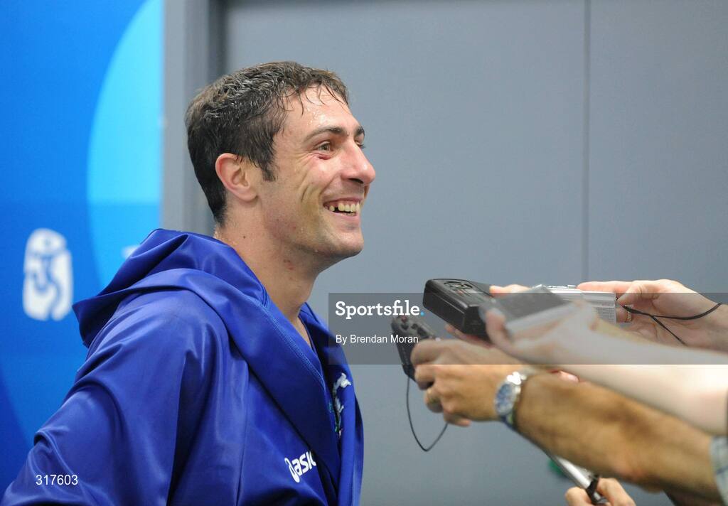 22 August 2008; Kenny Egan, Ireland, after his victory over Tony Jeffries, Great Britain, during their semi-final bout in the Light Heavy weight, 81kg, contest. Beijing 2008 - Games of the XXIX Olympiad, Beijing Workers' Gymnasium, Olympic Green, Beijing, China. Picture credit: Brendan Moran / SPORTSFILE