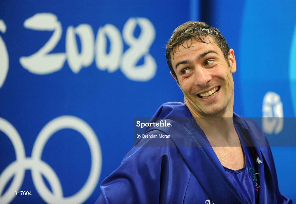 22 August 2008; Kenny Egan, Ireland, after his victory over Tony Jeffries, Great Britain, during their semi-final bout in the Light Heavy weight, 81kg, contest. Beijing 2008 - Games of the XXIX Olympiad, Beijing Workers' Gymnasium, Olympic Green, Beijing, China. Picture credit: Brendan Moran / SPORTSFILE