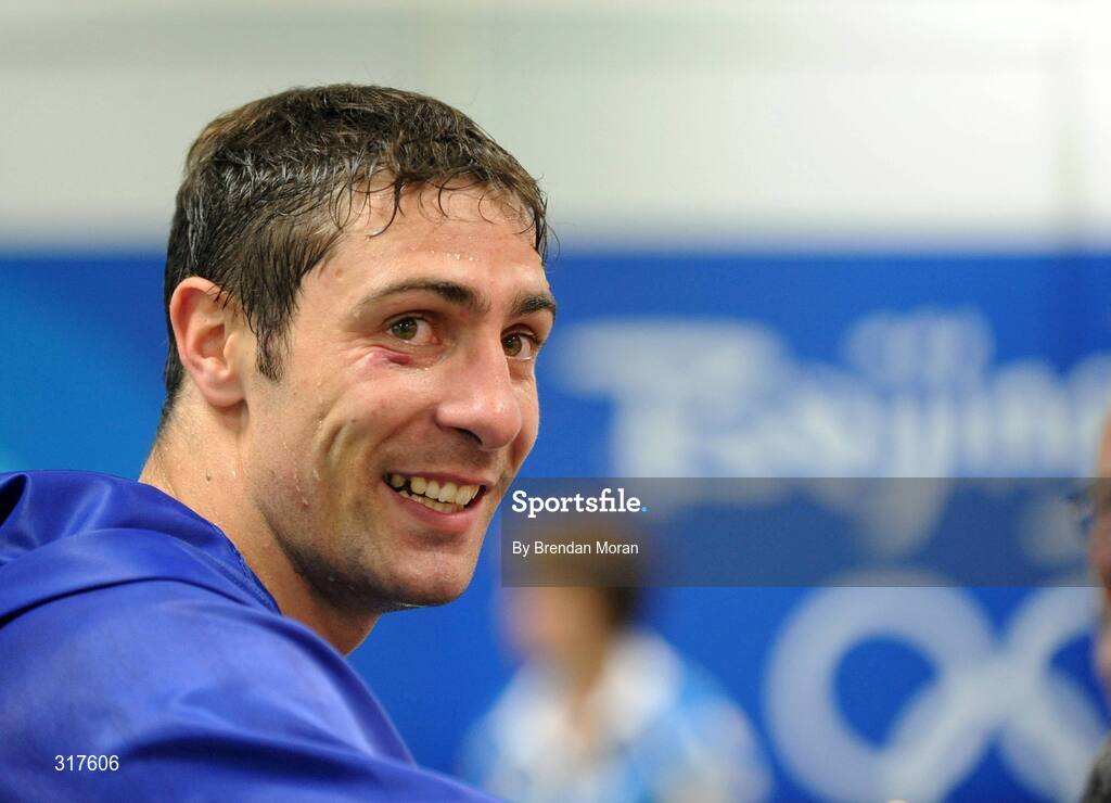 22 August 2008; Kenny Egan, Ireland, after his victory over Tony Jeffries, Great Britain, during their semi-final bout in the Light Heavy weight, 81kg, contest. Beijing 2008 - Games of the XXIX Olympiad, Beijing Workers' Gymnasium, Olympic Green, Beijing, China. Picture credit: Brendan Moran / SPORTSFILE