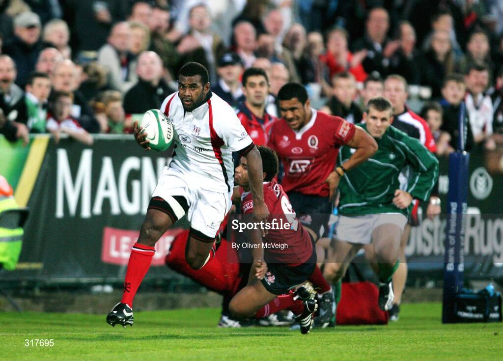 22 August 2008; Timoci Nagusa, Ulster, in action against Will Genia, Queensland Reds. Pre-Season Friendly, Ulster v Queensland Reds, Ravenhill Park, Belfast, Co. Antrim. Picture credit: Oliver McVeigh / SPORTSFILE