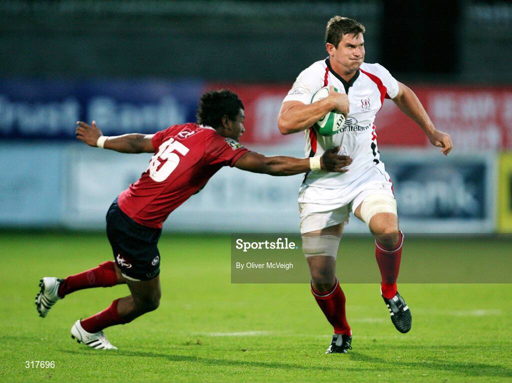 22 August 2008; Robbie Diack, Ulster, in action against Aidan Toua, Queensland Reds. Pre-Season Friendly, Ulster v Queensland Reds, Ravenhill Park, Belfast, Co. Antrim. Picture credit: Oliver McVeigh / SPORTSFILE