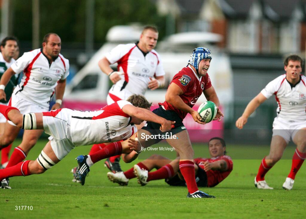 22 August 2008; Adam Byrnes, Queensland Reds, in action against Thomas Anderson, Ulster. Pre-Season Friendly, Ulster v Queensland Reds, Ravenhill Park, Belfast, Co. Antrim. Picture credit: Oliver McVeigh / SPORTSFILE