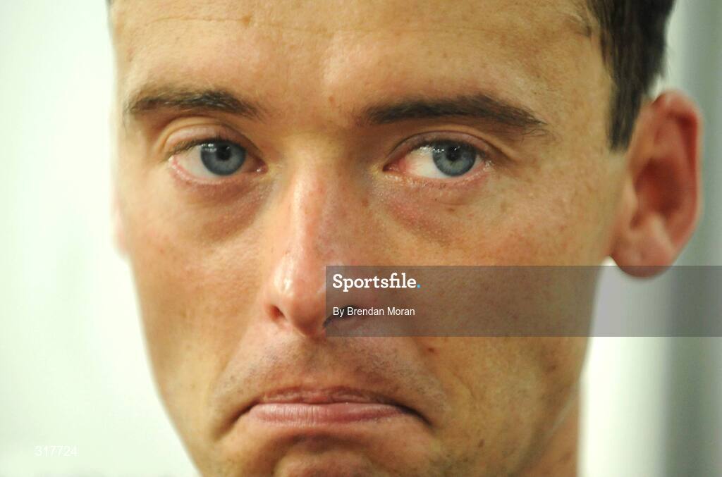 22 August 2008; Alistair Cragg, Ireland, speaking to journalists after the Men's 5000m Final, which he failed to finish. Beijing 2008 - Games of the XXIX Olympiad, National Stadium, Olympic Green, Beijing, China. Picture credit: Brendan Moran / SPORTSFILE