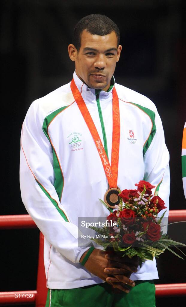 23 August 2008; Ireland's Darren Sutherland after the presentation of an Olympic Bronze Medal after the final of the the Middleweight, 75kg, division. Beijing 2008 - Games of the XXIX Olympiad, Beijing Workers' Gymnasium, Olympic Green, Beijing, China. Picture credit: Ray McManus / SPORTSFILE