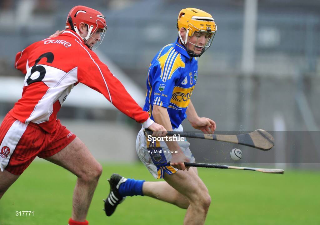 23 August 2008; Pa Bourke, Tipperary, in action against Mark Craig, Derry. Bord Gais GAA Hurling U21 All-Ireland Championship Semi-Final - Tipperary v Derry, Cusack Park, Mullingar. Picture credit: Matt Browne / SPORTSFILE