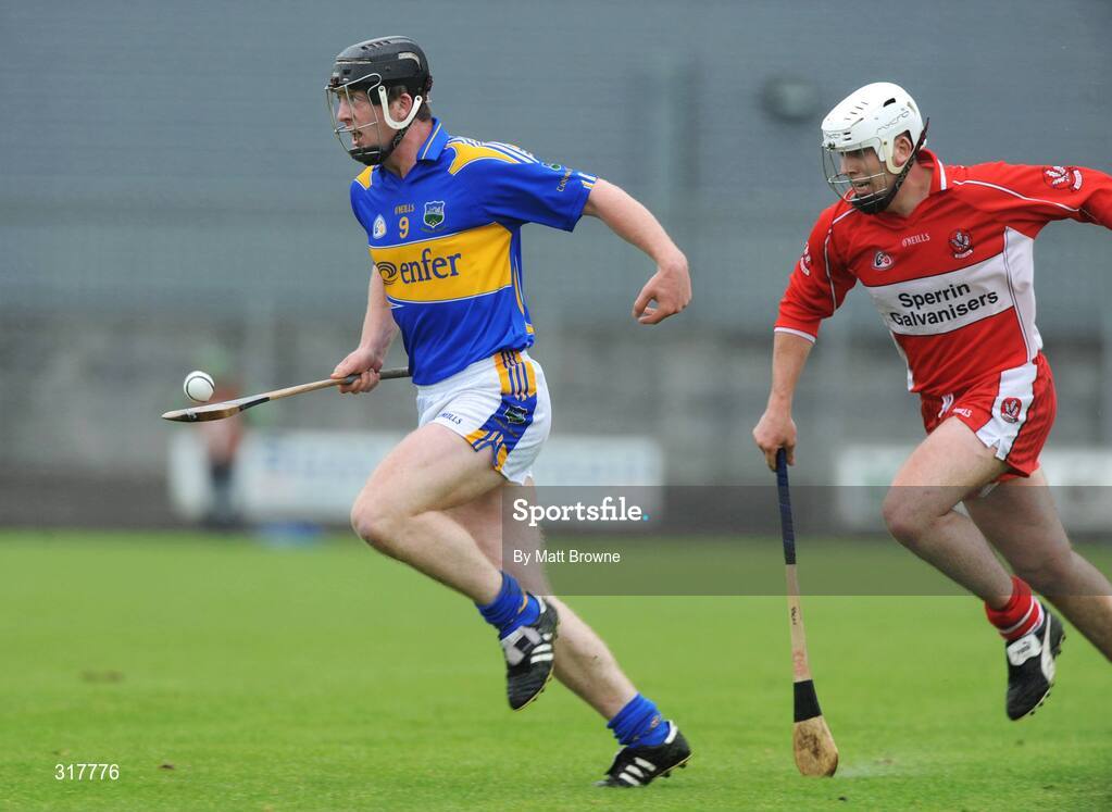 23 August 2008; Seamus Hennessy, Tipperary, in action against Ben Dodds, Derry. Bord Gais GAA Hurling U21 All-Ireland Championship Semi-Final - Tipperary v Derry, Cusack Park, Mullingar. Picture credit: Matt Browne / SPORTSFILE