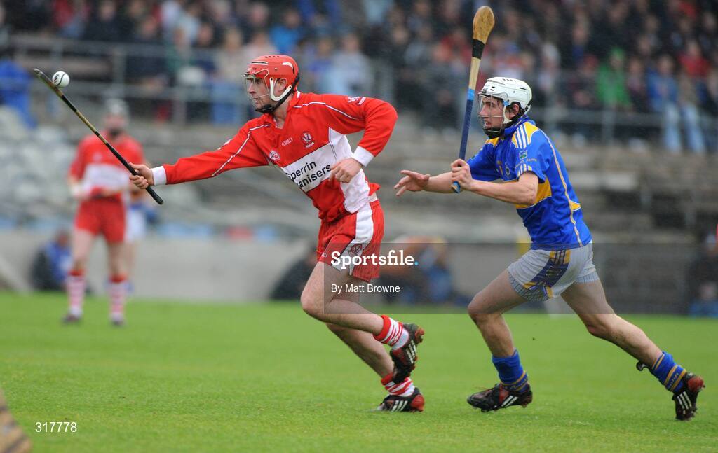 23 August 2008; Mark Craig, Derry, in action against Patrick Maher, Tipperary. Bord Gais GAA Hurling U21 All-Ireland Championship Semi-Final - Tipperary v Derry, Cusack Park, Mullingar. Picture credit: Matt Browne / SPORTSFILE