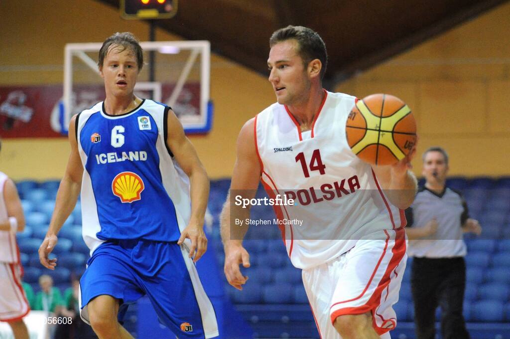 21 August 2008; Lukas Wichniarz, Poland, in action against Jakob Siguroarson, Iceland. Emerald Hoops Day 1, Poland v Iceland, National Basketball Arena, Tallaght, Co. Dublin. Picture credit: Stephen McCarthy / SPORTSFILE