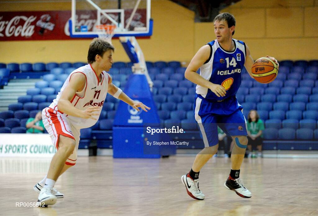 21 August 2008; Logi Gunnarsson, Iceland, in action against Pawel Kikowski, Poland. Emerald Hoops Day 1, Poland v Iceland, National Basketball Arena, Tallaght, Dublin. Picture credit: Stephen McCarthy / SPORTSFILE