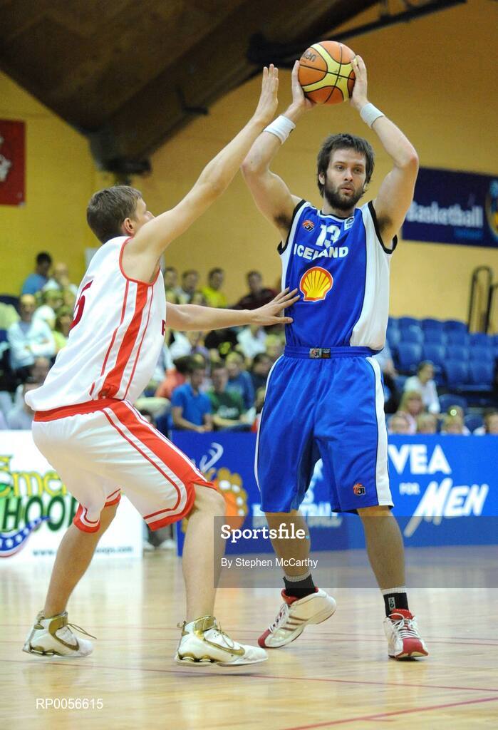 21 August 2008; Hlynur Baeringsson, Iceland, in action against Damian Kullig, Poland. Emerald Hoops Day 1, Poland v Iceland, National Basketball Arena, Tallaght, Dublin. Picture credit: Stephen McCarthy / SPORTSFILE