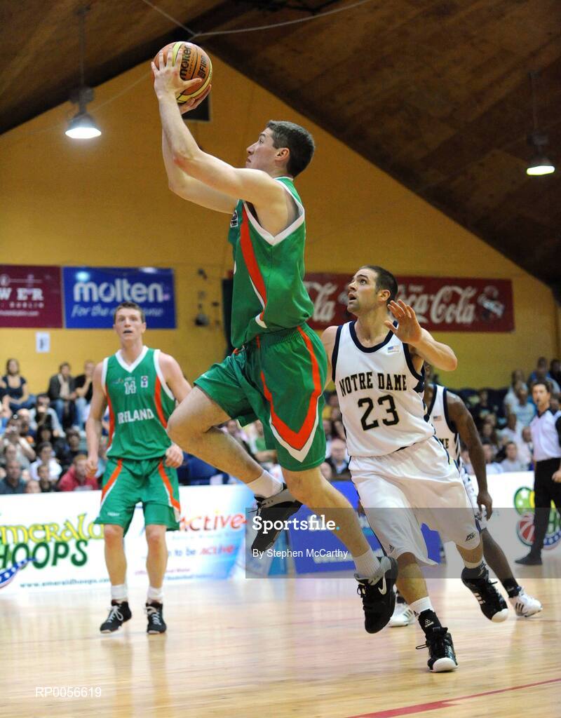 21 August 2008; Colin O'Reilly, Ireland, in action against Kyle McAlarney, Notre Dame. Emerald Hoops Day 1, Ireland v Notre Dame, National Basketball Arena, Tallaght, Dublin. Picture credit: Stephen McCarthy / SPORTSFILE