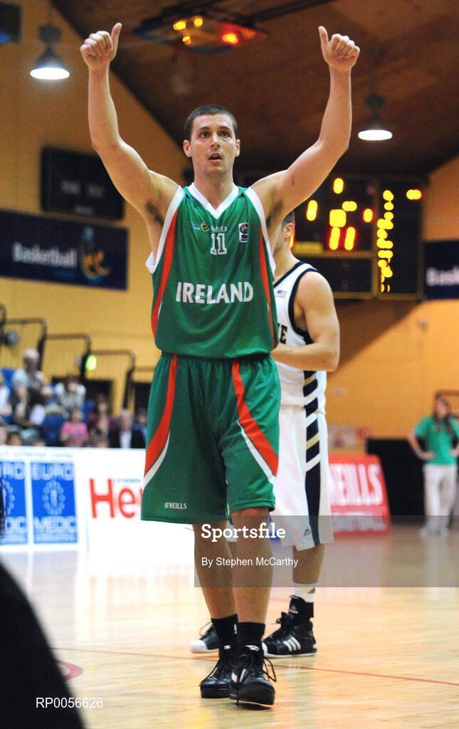 21 August 2008; Donnie McGrath, Ireland, celebrates one of his side's scores late in the game. Emerald Hoops Day 1, Ireland v Notre Dame, National Basketball Arena, Tallaght, Dublin. Picture credit: Stephen McCarthy / SPORTSFILE
