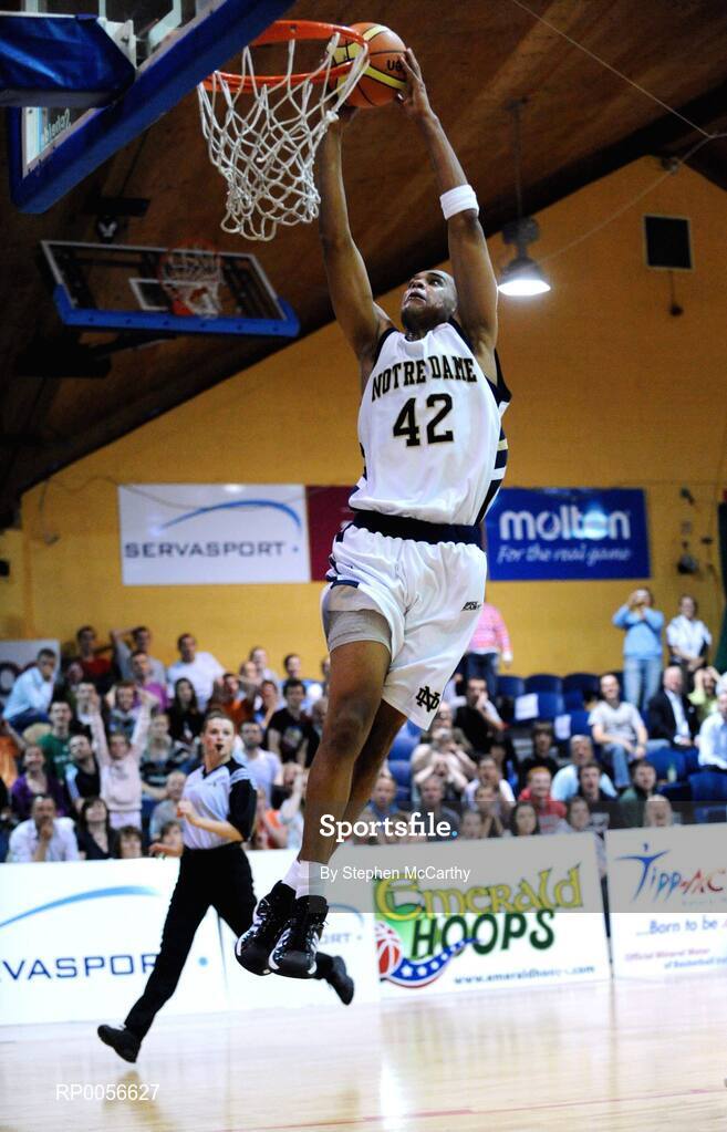 21 August 2008; Ryan Ayers, Notre Dame, scores his side's winning basket. Emerald Hoops Day 1, Ireland v Notre Dame, National Basketball Arena, Tallaght, Dublin. Picture credit: Stephen McCarthy / SPORTSFILE