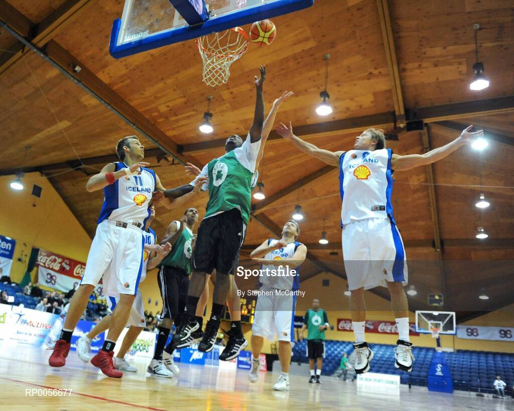 23 August 2008; Jonathan Peoples, Notre Dame, in action against Sigurour Porvaldsson, left, and Jakob Siguroarson, Iceland. Emerald Hoops Day 3, Notre Dame v Iceland, National Basketball Arena, Tallaght, Co. Dublin. Picture credit: Stephen McCarthy / SPORTSFILE