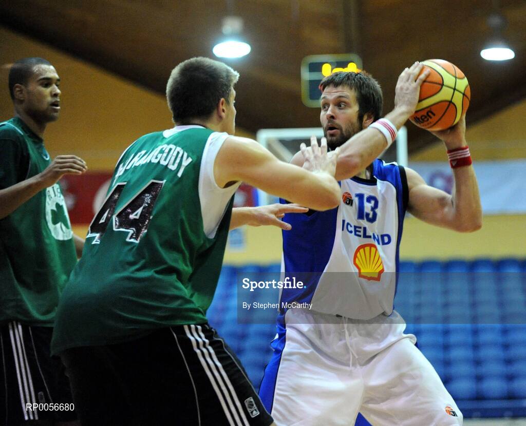 23 August 2008; Hlynur Baeringsson, Iceland, in action against Luke Harangody, Notre Dame. Emerald Hoops Day 3, Notre Dame v Iceland, National Basketball Arena, Tallaght, Co. Dublin. Picture credit: Stephen McCarthy / SPORTSFILE
