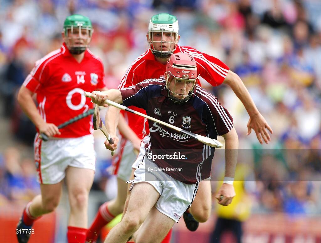 17 August 2008; Donal Cooney, Galway in action against Mark Collins, Cork. ESB GAA Hurling All-Ireland Minor Championship Semi-Final, Cork v Galway, Croke Park, Dublin. Picture credit: Daire Brennan / SPORTSFILE