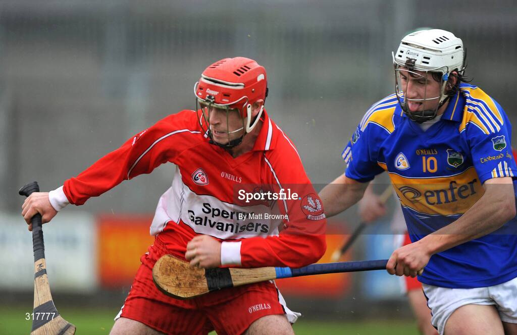 23 August 2008; Mark Craig, Derry, in action against Patrick Maher, Tipperary. Bord Gais GAA Hurling U21 All-Ireland Championship Semi-Final - Tipperary v Derry, Cusack Park, Mullingar. Picture credit: Matt Browne / SPORTSFILE
