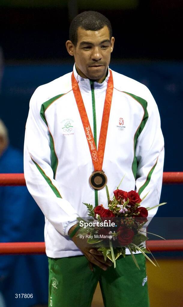 23 August 2008; Ireland's Darren Sutherland after the presentation of an Olympic Bronze Medal after the final of the the Middleweight, 75kg, division. Beijing 2008 - Games of the XXIX Olympiad, Beijing Workers' Gymnasium, Olympic Green, Beijing, China. Picture credit: Ray McManus / SPORTSFILE