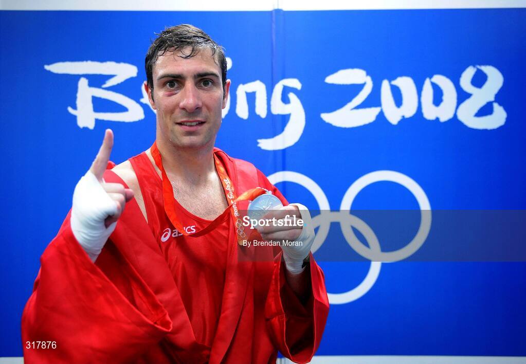 24 August 2008; Ireland's Kenneth Egan with the silver medal he was presented with after the Light Heavy weight, 81kg, Final. Beijing 2008 - Games of the XXIX Olympiad, Beijing Workers' Gymnasium, Olympic Green, Beijing, China. Picture credit: Brendan Moran / SPORTSFILE