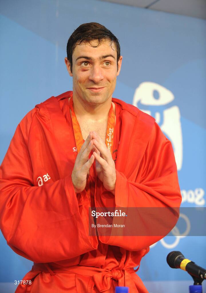 24 August 2008; Kenneth Egan, Ireland, at the press conference after the Light Heavy weight Final. Beijing 2008 - Games of the XXIX Olympiad, Beijing Workers' Gymnasium, Olympic Green, Beijing, China. Picture credit: Brendan Moran / SPORTSFILE