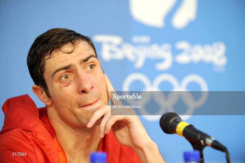 24 August 2008; Kenneth Egan, Ireland, at the press conference after the Light Heavy weight Final. Beijing 2008 - Games of the XXIX Olympiad, Beijing Workers' Gymnasium, Olympic Green, Beijing, China. Picture credit: Brendan Moran / SPORTSFILE