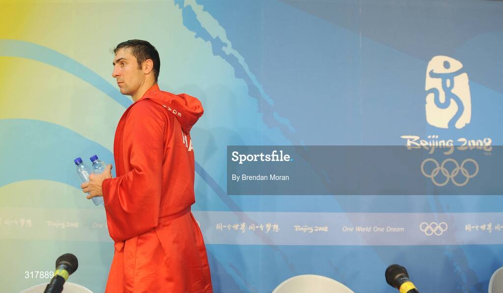 24 August 2008; Kenneth Egan, Ireland, leaves the press conference after the Light Heavy weight Final. Beijing 2008 - Games of the XXIX Olympiad, Beijing Workers' Gymnasium, Olympic Green, Beijing, China. Picture credit: Brendan Moran / SPORTSFILE