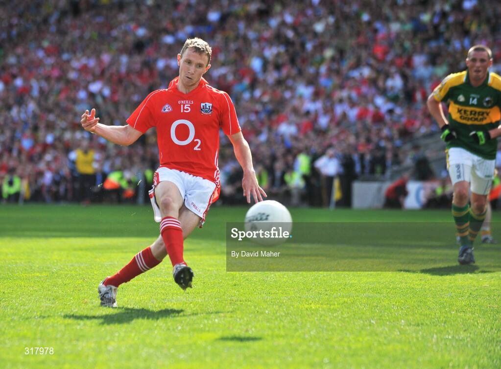 24 August 2008; John Hayes, Cork scores his side's equalizing goal from a penalty in injury time. GAA Football All-Ireland Senior Championship Semi-Final, Kerry v Cork, Croke Park, Dublin. Picture credit: David Maher / SPORTSFILE