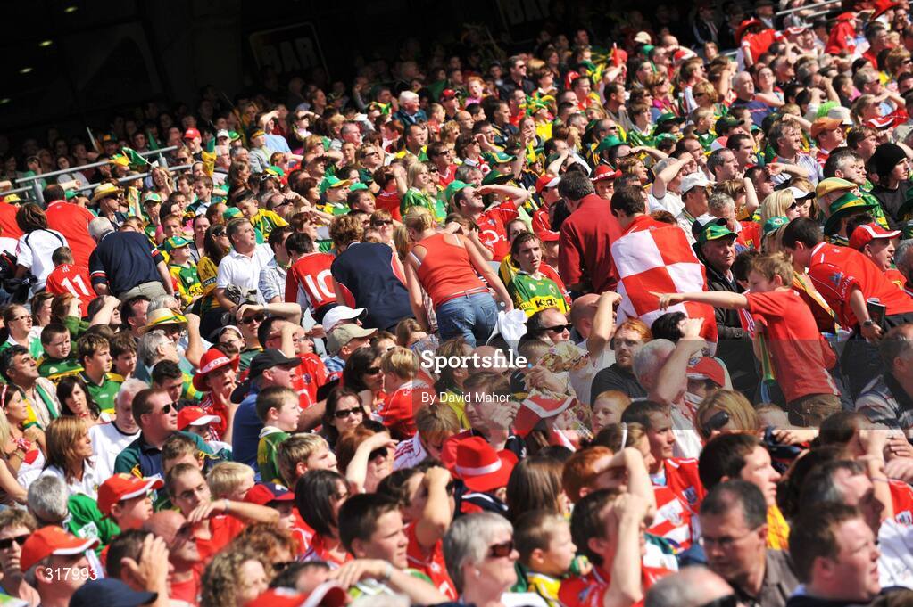 24 August 2008; Cork supporters leave the ground before the end of the match. GAA Football All-Ireland Senior Championship Semi-Final, Kerry v Cork, Croke Park, Dublin. Picture credit: David Maher / SPORTSFILE