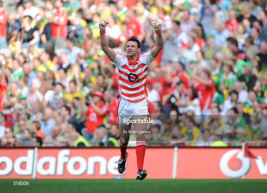24 August 2008; Cork goalkeeper Alan Quirke celebrates in the dying minutes of the match. GAA Football All-Ireland Senior Championship Semi-Final, Kerry v Cork, Croke Park, Dublin. Picture credit: Brian Lawless / SPORTSFILE