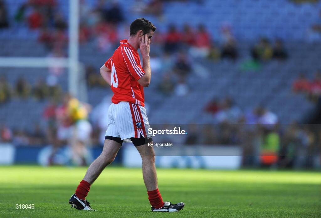 24 August 2008; Donncha O'Connor, Cork, walks off the pitch after being shown the red card by referee Joe McQuillan. GAA Football All-Ireland Senior Championship Semi-Final, Kerry v Cork, Croke Park, Dublin. Photo by Sportsfile