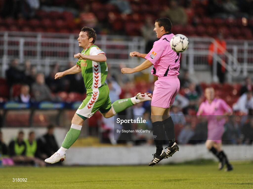 25 August 2008; Denis Behan, Cork City, in action against John Flynn-O'Connor, Wexford Youths. eircom League of Ireland Cup Semi-Final, Cork City v Wexford Youths, Turners Cross, Cork. Picture credit: Stephen McCarthy / SPORTSFILE