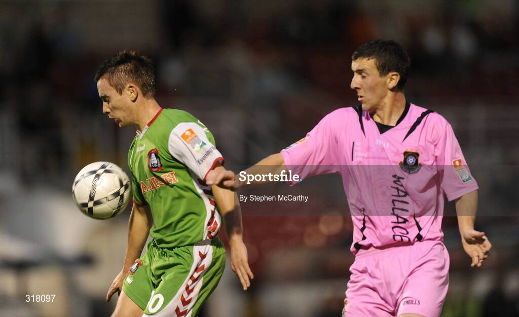25 August 2008; Liam Kearney, Cork City, in action against Paul Rossiter, Wexford Youths. eircom League of Ireland Cup Semi-Final, Cork City v Wexford Youths, Turners Cross, Cork. Picture credit: Stephen McCarthy / SPORTSFILE