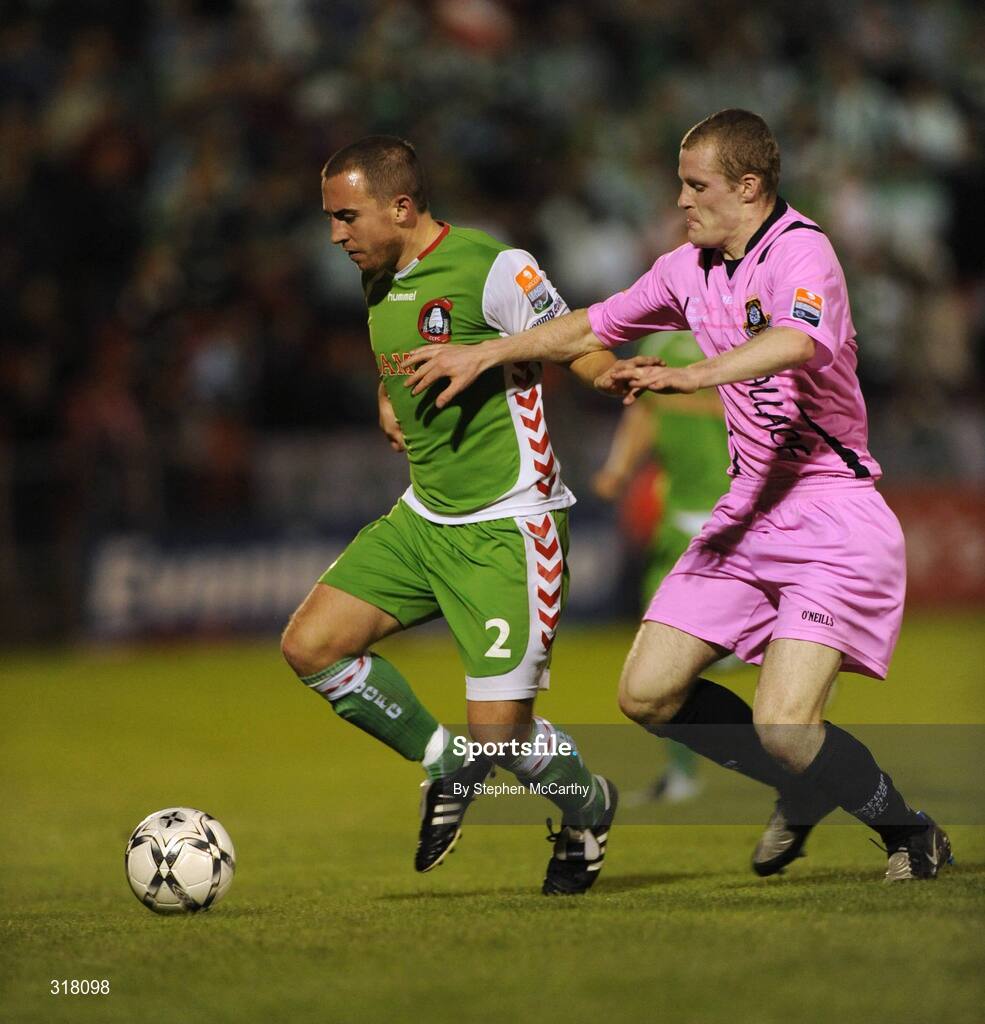 25 August 2008; Neal Horgan, Cork City, in action against Richie Fitzgerald, Wexford Youths. eircom League of Ireland Cup Semi-Final, Cork City v Wexford Youths, Turners Cross, Cork. Picture credit: Stephen McCarthy / SPORTSFILE