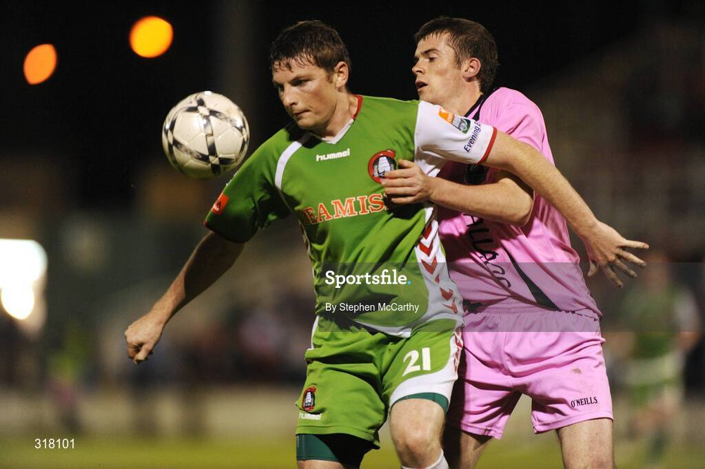25 August 2008; Denis Behan, Cork City, in action against Conor Wallace, Wexford Youths. eircom League of Ireland Cup Semi-Final, Cork City v Wexford Youths, Turners Cross, Cork. Picture credit: Stephen McCarthy / SPORTSFILE
