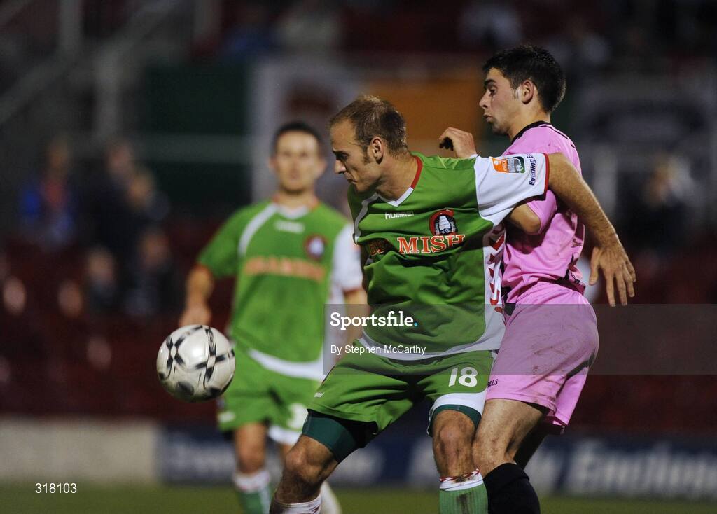 25 August 2008; Lawrie Dudfield, Cork City, in action against John Flynn-O'Connor, Wexford Youths. eircom League of Ireland Cup Semi-Final, Cork City v Wexford Youths, Turners Cross, Cork. Picture credit: Stephen McCarthy / SPORTSFILE