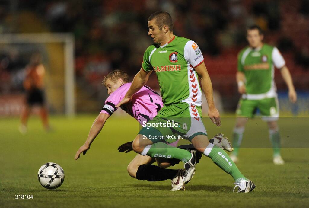 25 August 2008; John O'Flynn, Cork City, in action against Conor Sinnott, Wexford Youths. eircom League of Ireland Cup Semi-Final, Cork City v Wexford Youths, Turners Cross, Cork. Picture credit: Stephen McCarthy / SPORTSFILE