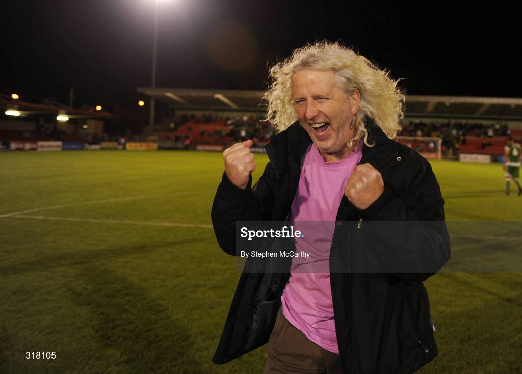 25 August 2008; Wexford Youths manager Mick Wallace celebrates after his side's victory. eircom League of Ireland Cup Semi-Final, Cork City v Wexford Youths, Turners Cross, Cork. Picture credit: Stephen McCarthy / SPORTSFILE