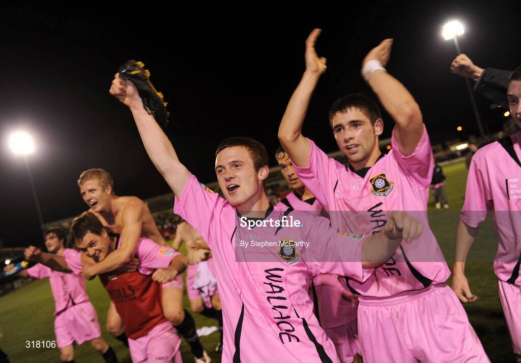 25 August 2008; Gareth Wallace, left, and John Flynn-O'Connor, Wexford Youths, celebrate after their side's victory. eircom League of Ireland Cup Semi-Final, Cork City v Wexford Youths, Turners Cross, Cork. Picture credit: Stephen McCarthy / SPORTSFILE *** Local Caption *** gareth wallace